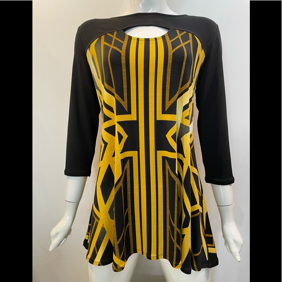 EVA VARRO FRONT YOKE&HOLE , BATEAU NECK TUNIC- ART DECO - Picture 1 of 3